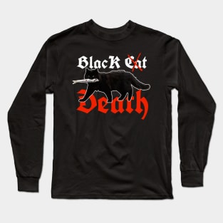 black death or black cat eats fish Long Sleeve T-Shirt